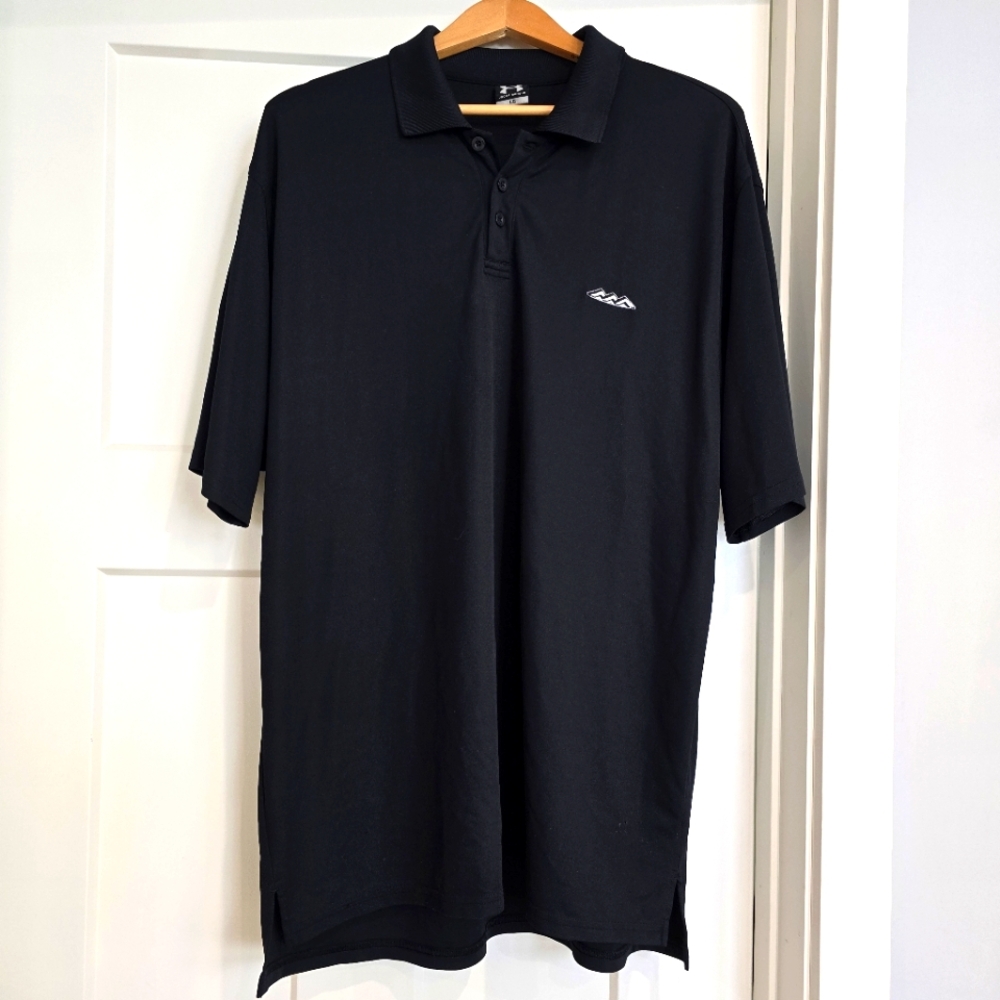 Under Armour polo shirt short sleeves  Men's Large black mountain range golf